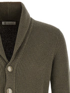 Brunello Cucinelli Malfilé Cotton Cardigan Green, view 3