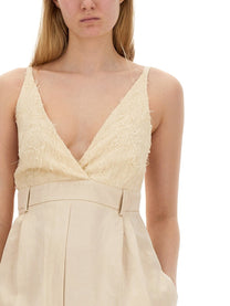Alysi Women's Malfile Satin Jumpsuit Beige