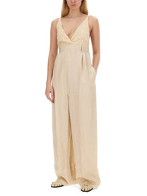Alysi Women's Malfile Satin Jumpsuit Beige