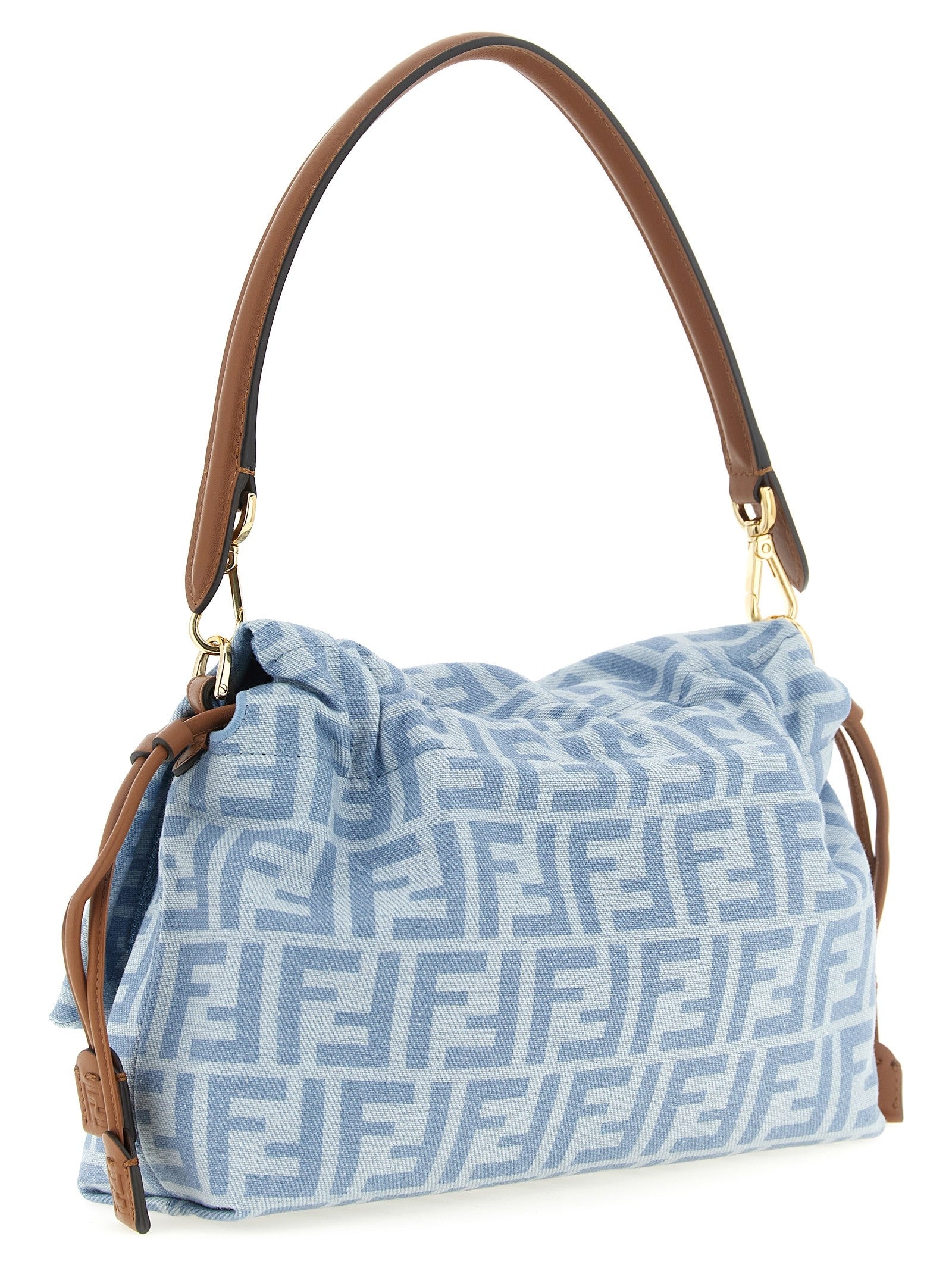 Fendi Women's Mamma Baguette Light Denim Crossbody Bag Blue