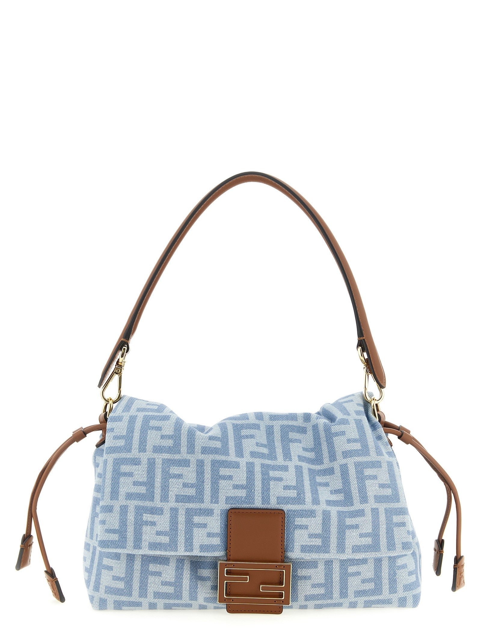 Fendi Women's Mamma Baguette Light Denim Crossbody Bag Blue