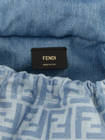 Fendi Women's Mamma Baguette Light Denim Crossbody Bag Blue