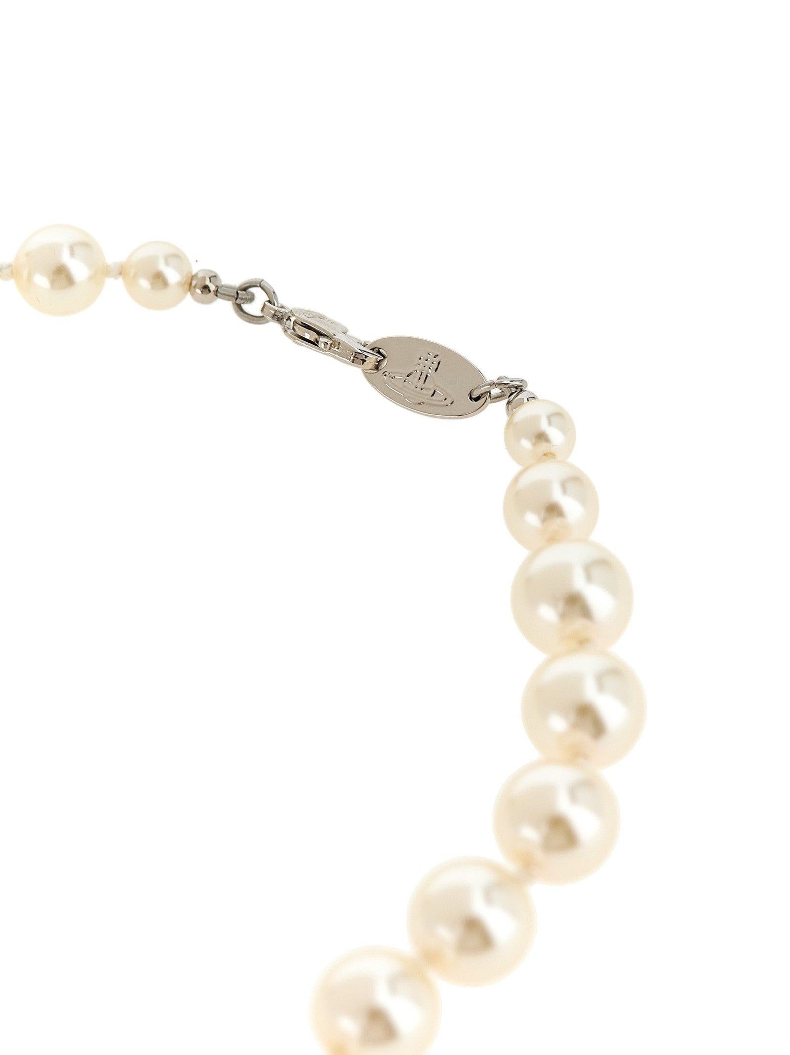 Vivienne Westwood Man Bas Relief Pearl Necklace Silver