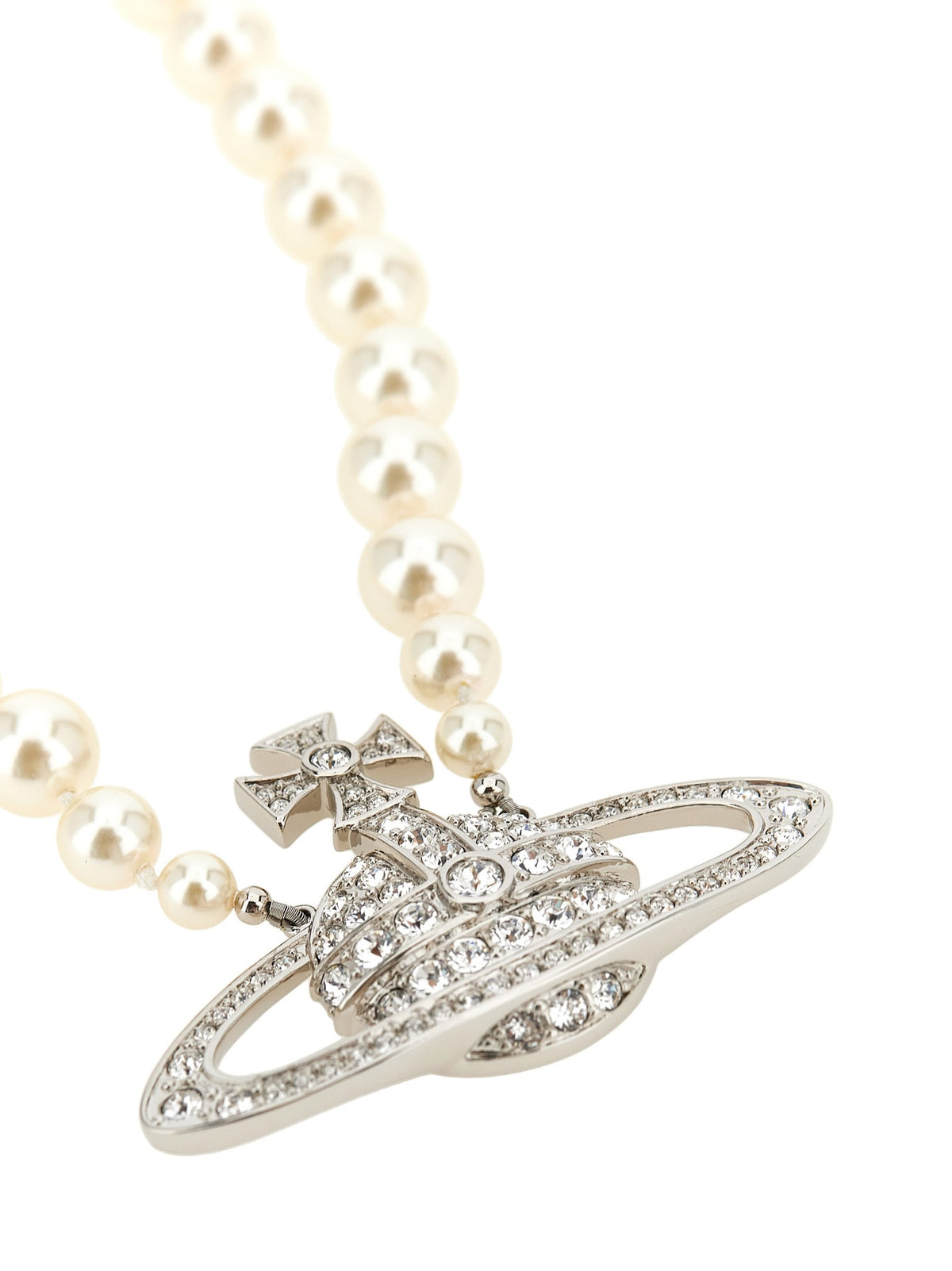 Vivienne Westwood Man Bas Relief Pearl Necklace Silver