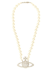 Vivienne Westwood Man Bas Relief Pearl Necklace Silver