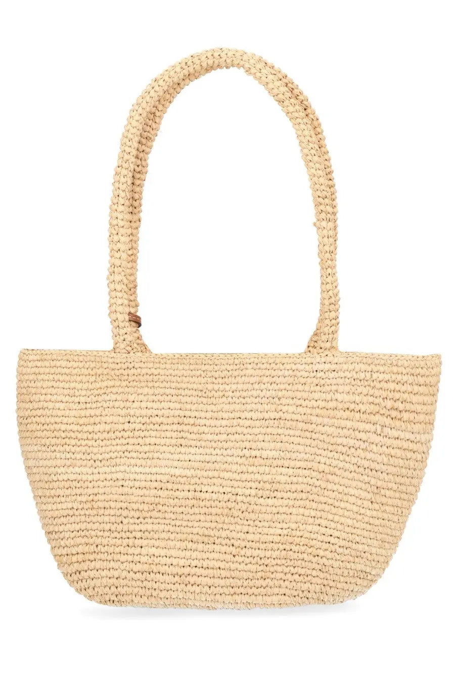 Beige woven straw tote bag with rounded handles manebi women’s borsa panier medium for everyday use