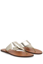 Manebi Women's Leather Flip-Flops Sandals Silver, view 2