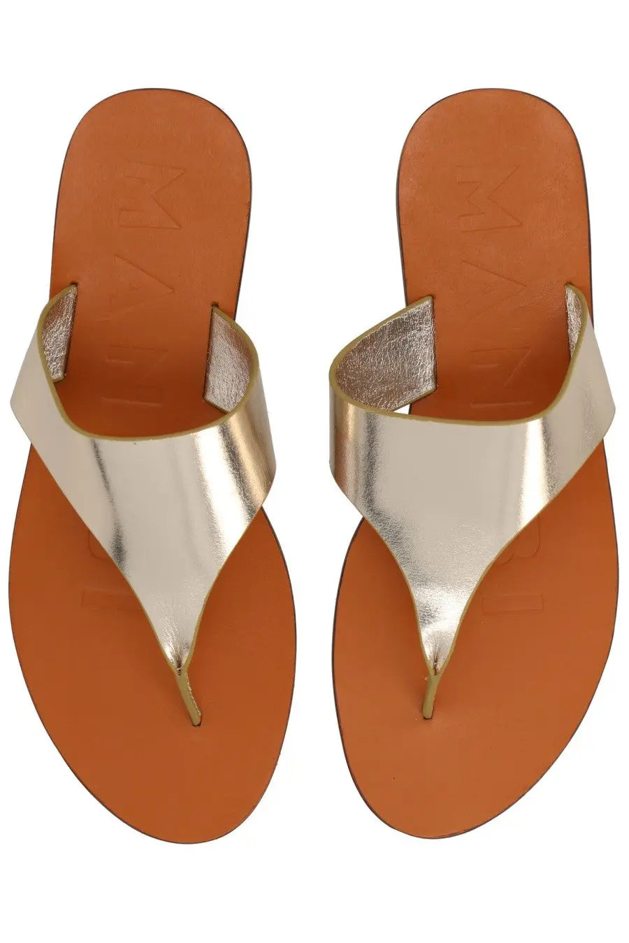 Manebi Women's Leather Flip-Flops Sandals Silver, view 5