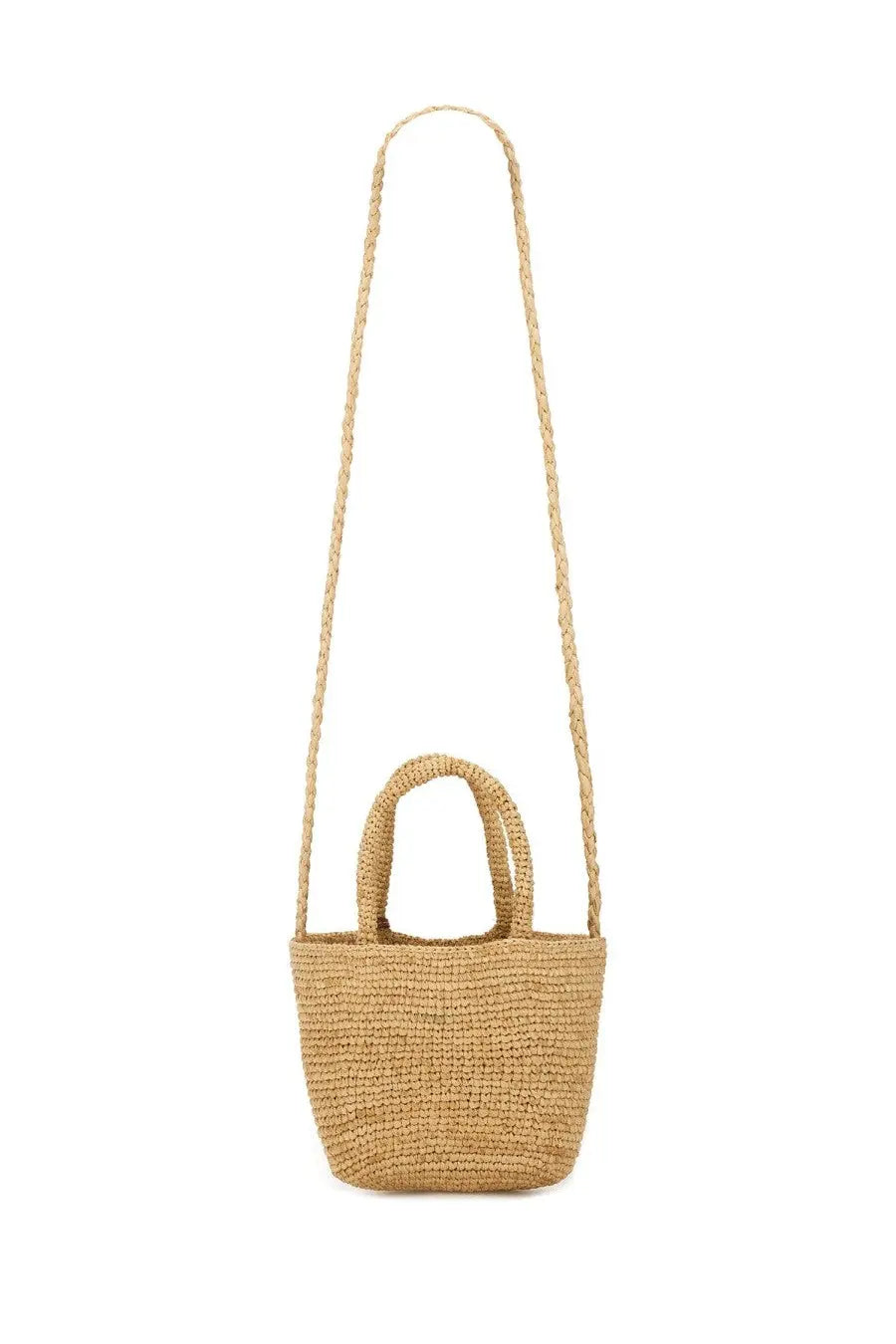 Manebi women’s sunset micro bag beige natural woven straw tote with braided shoulder strap and two handles