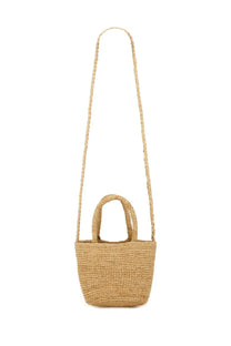 Manebi women’s sunset micro bag beige natural woven straw tote with braided shoulder strap and two handles