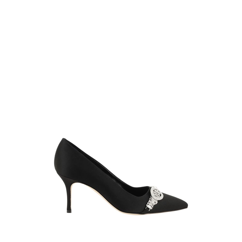 Manolo Blahnik - Manolo Blahnik Black Asapump Satin Pumps