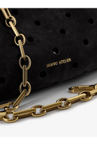 Manu Atelier Women's Mini Cylinder Suede Crossbody Bag Black, view 5