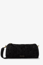 Manu Atelier Women's Mini Cylinder Suede Crossbody Bag Black
