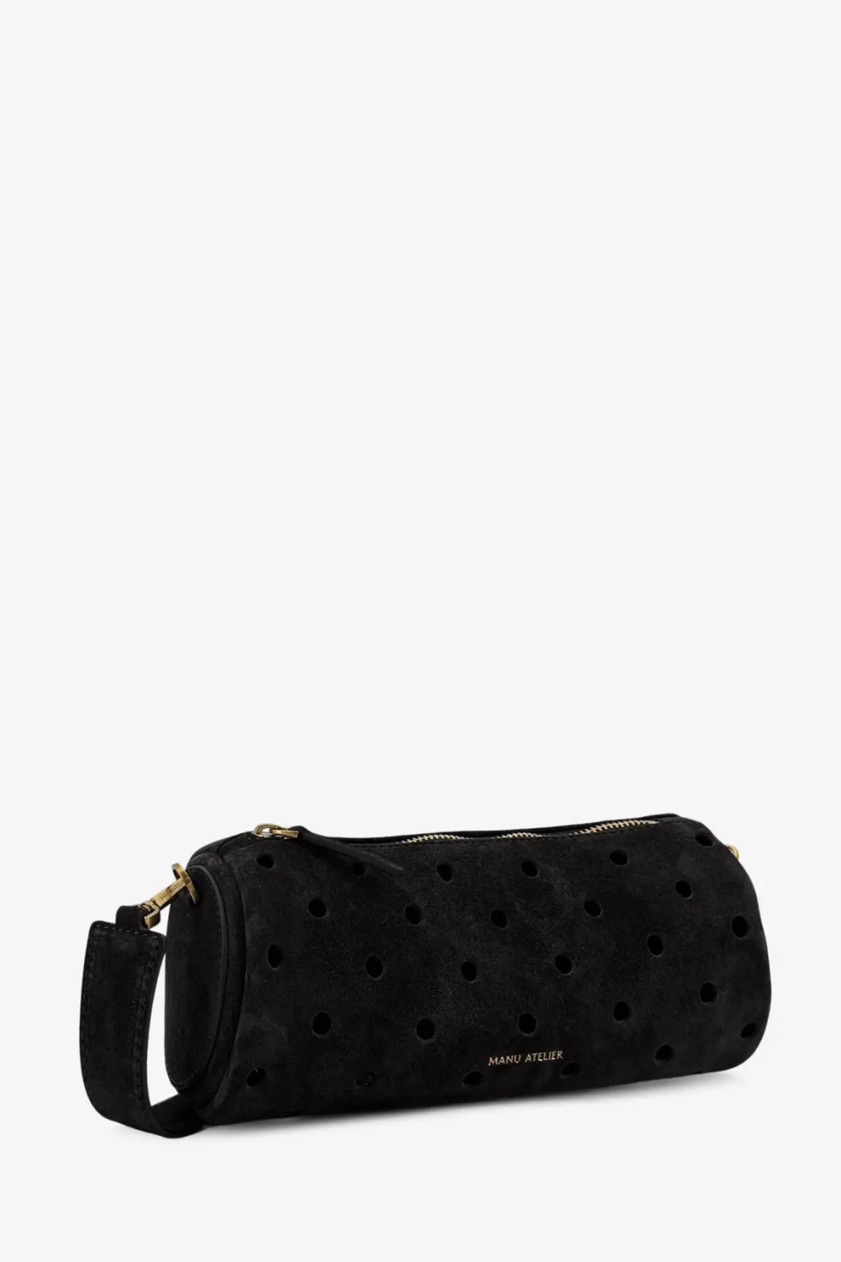 Manu Atelier Women's Mini Cylinder Suede Crossbody Bag Black, view 3