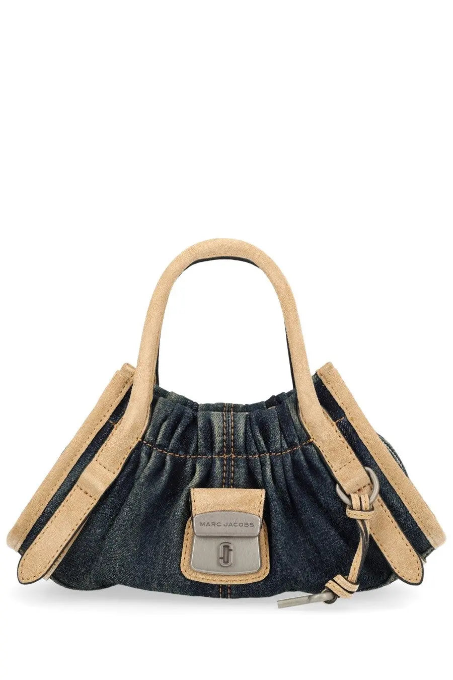 Denim and tan leather marc jacobs borsa cristina small blue handbag with drawstring closure for women