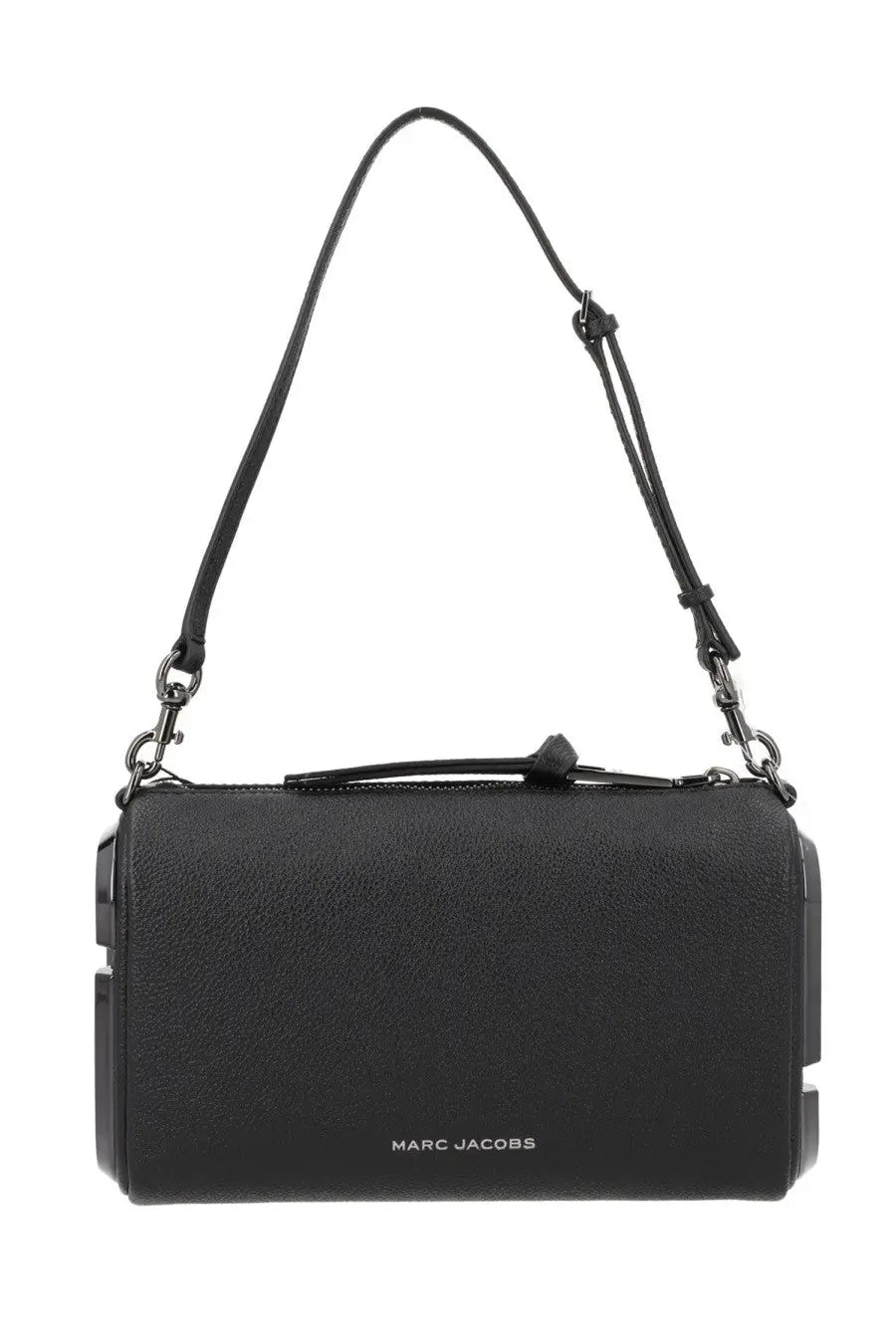 Marc Jacobs women’s borsa snapshot black handbag in structured black leather with a cylindrical shape and metallic hardware