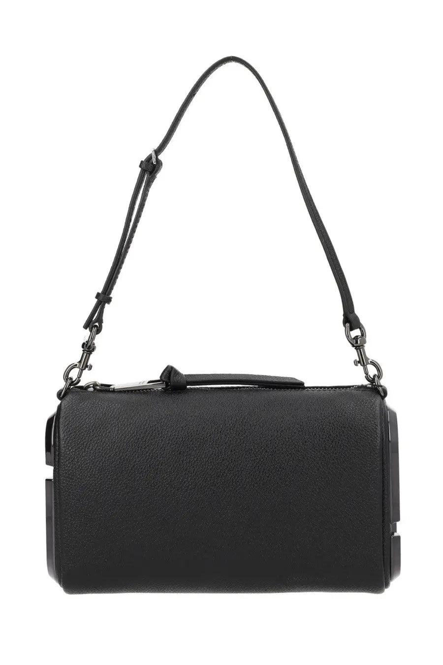 Marc Jacobs women’s borsa snapshot black cylindrical handbag in black pebbled leather with slender shoulder strap and metallic hardware