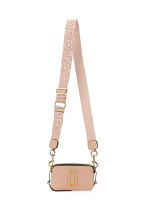 Marc Jacobs women’s blush pink camera bag with gold-tone logo clasp and embossed matching strap for daily use