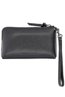Marc Jacobs women’s borsa snapshot dtm black black leather wristlet with textured surface and silver-toned zipper pull