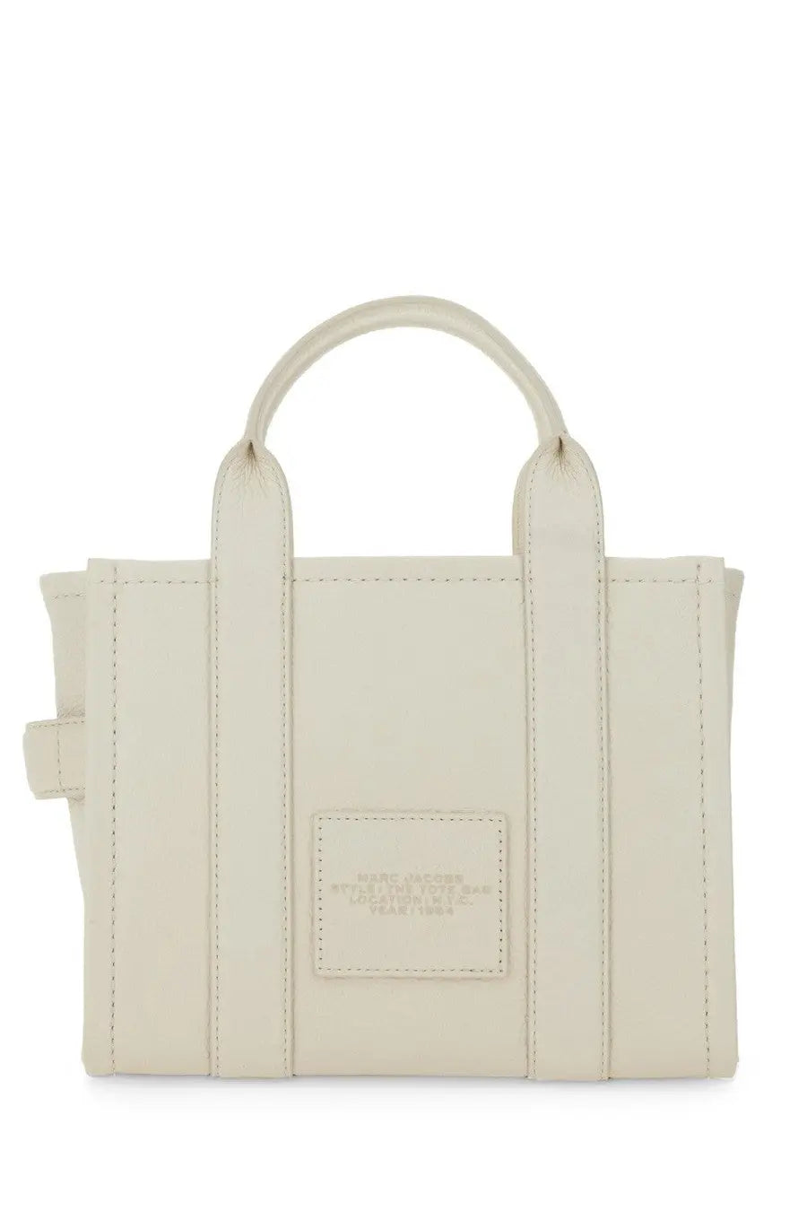Marc Jacobs women’s borsa the tote small white cream-colored leather tote bag with minimalist design and embossed brand label