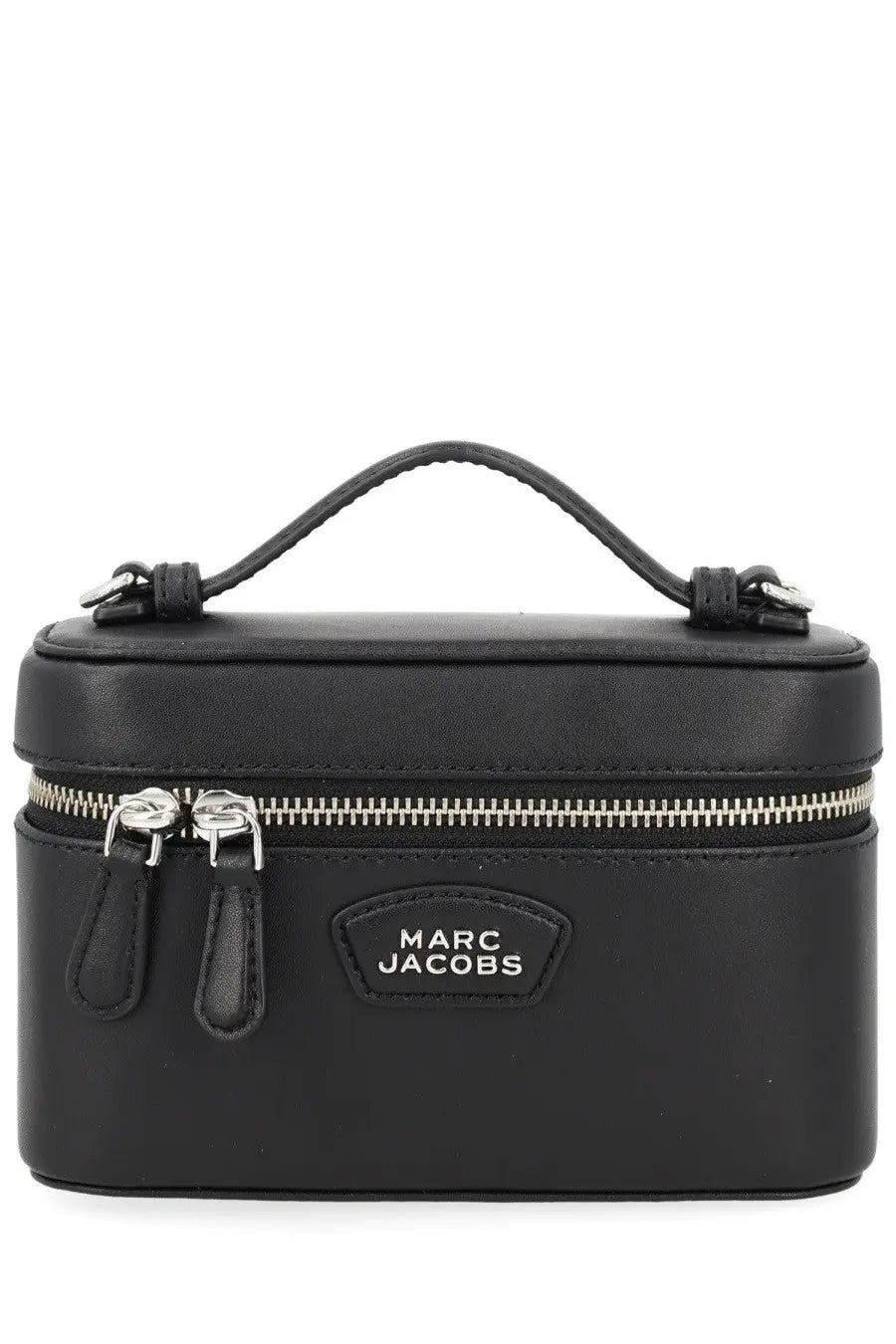 Marc Jacobs women’s borsa vanity black black leather beauty case with silver zippers and top handle