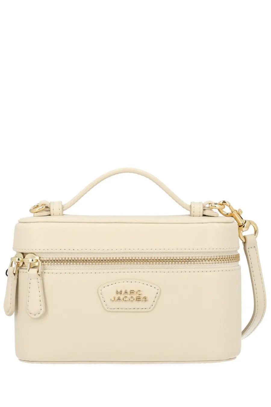 Marc Jacobs women’s borsa vanity white cream leather crossbody bag with gold-tone hardware and top handle