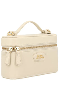 Marc Jacobs women’s borsa vanity white cream leather makeup bag with gold-tone zippers and hardware