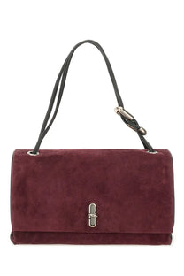 Marc Jacobs women’s the dual large bag brown burgundy suede with black leather straps and silver-toned clasp
