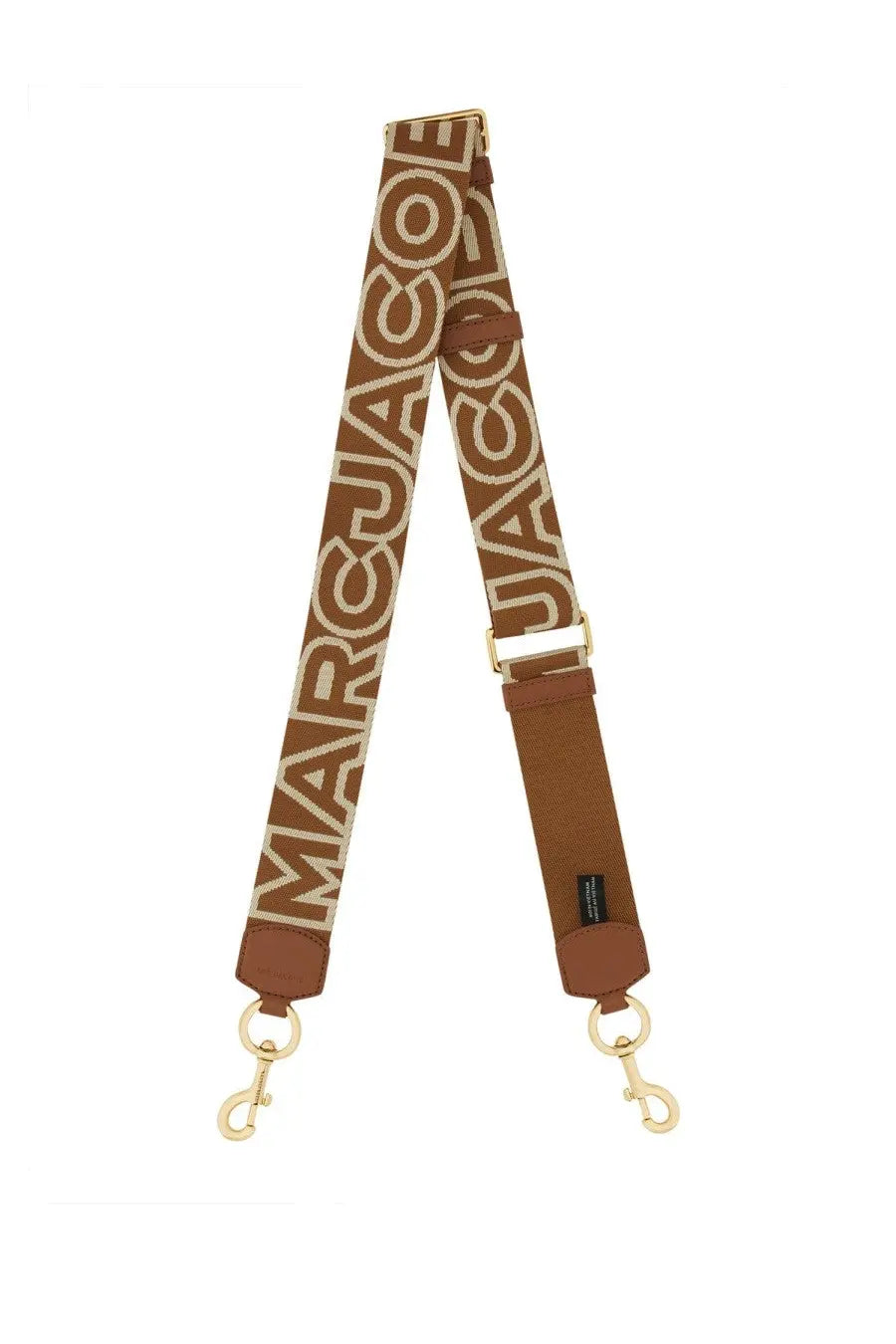 Brown marc jacobs shoulder strap in beige with cream logo print and gold-tone metal hardware for women