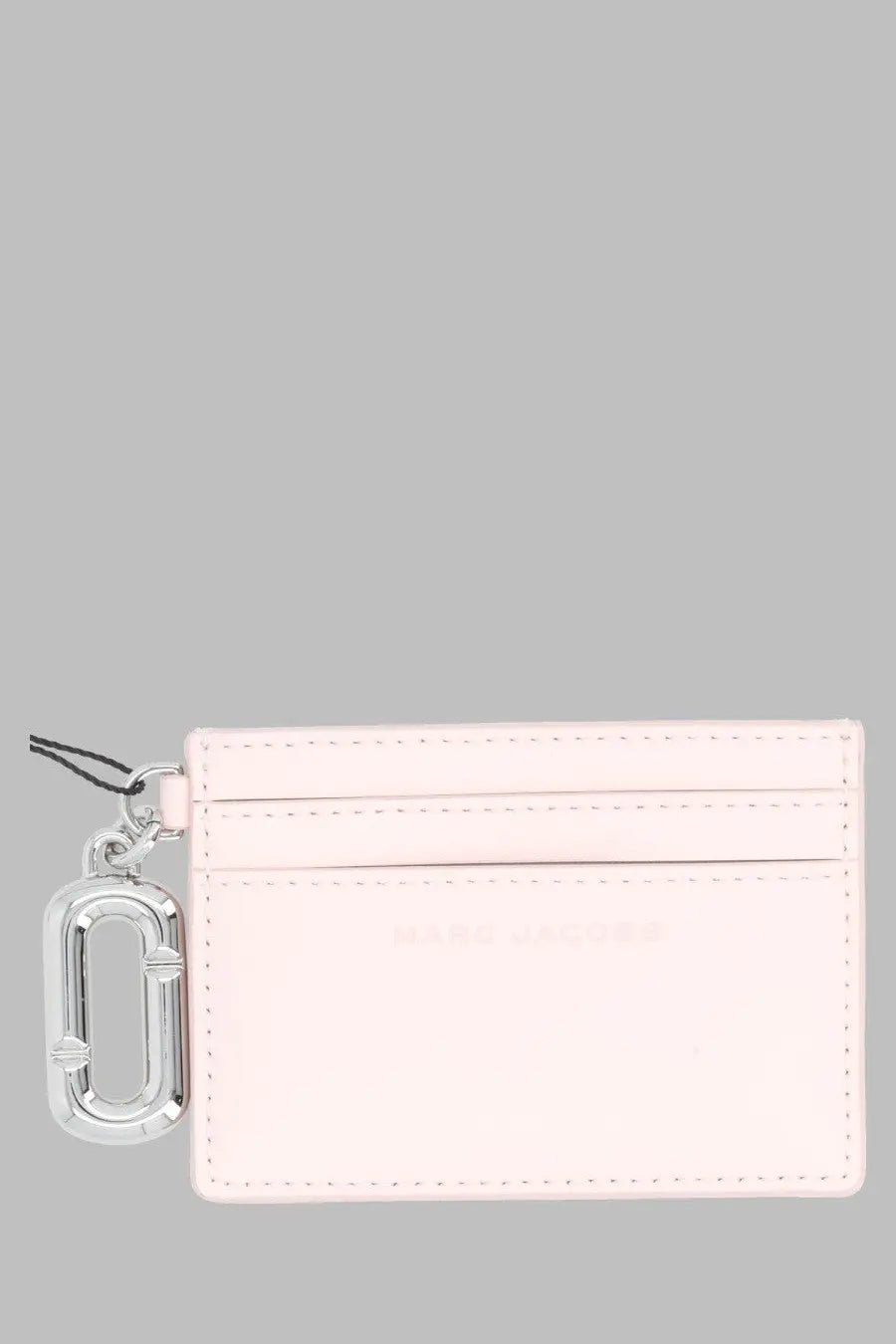 Marc Jacobs women’s portacarte scene blue pale pink leather card holder with silver metal clasp charm
