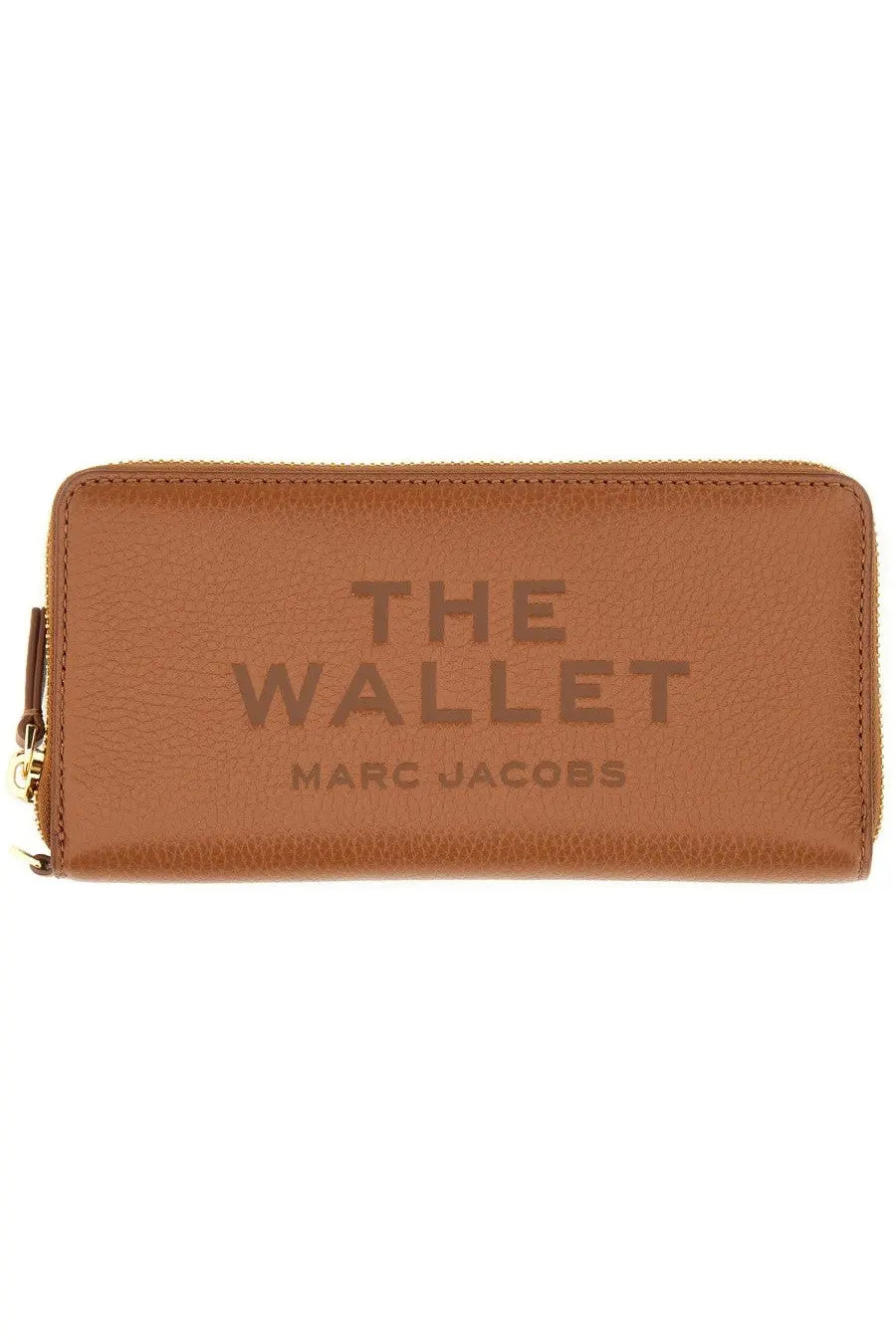 Tan leather marc jacobs women’s portafoglio continental beige wallet with embossed the wallet and brand name minimalist design