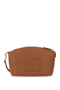 Marc Jacobs women’s pouch the beauty bag beige tan leather clutch with gold-tone zipper and minimalist rectangular patch