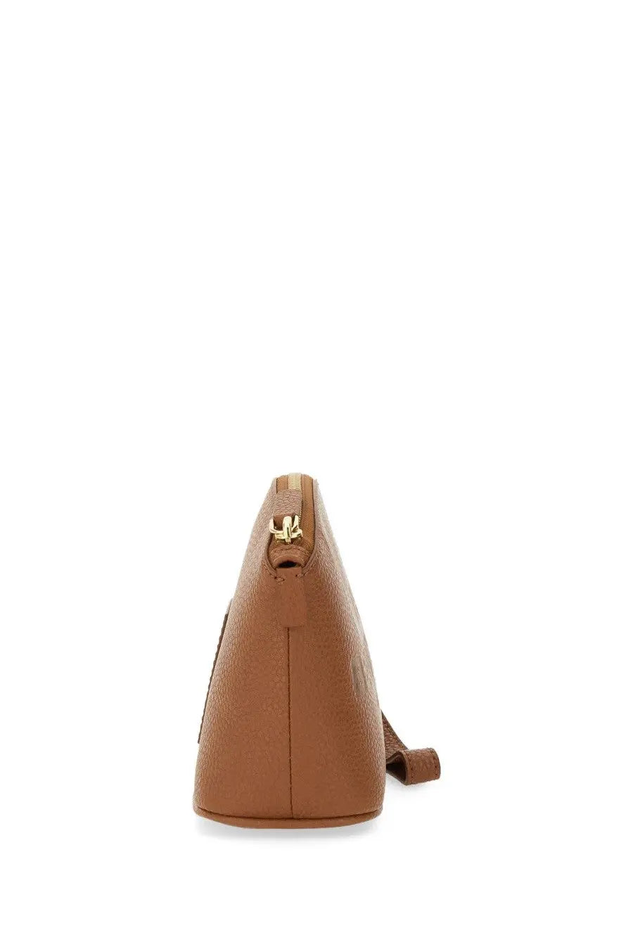 Marc Jacobs women’s pouch the beauty bag brown tan leather crossbody bag with gold-tone zipper pull and matching strap