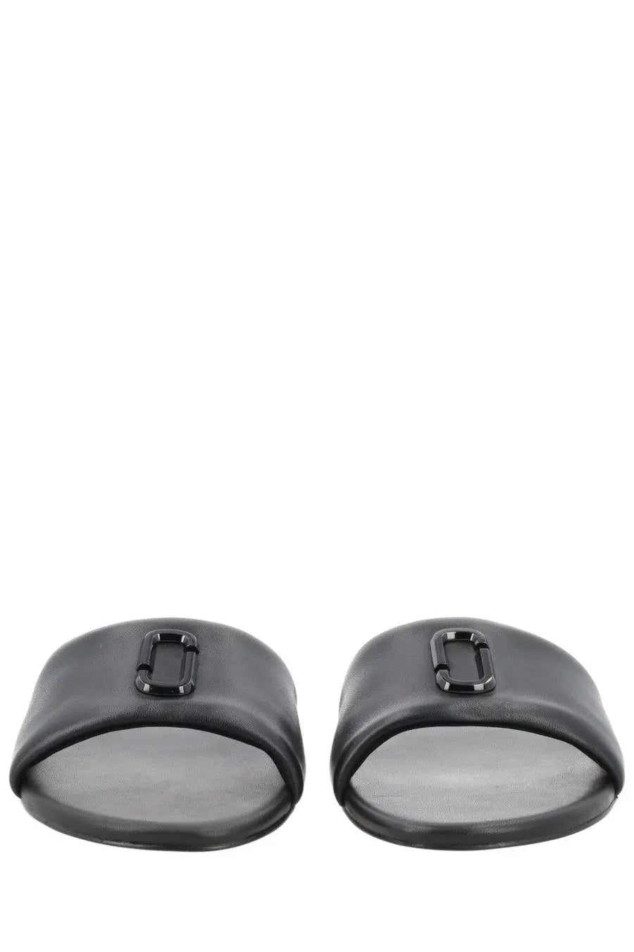 Marc Jacobs women’s sandalo slide black leather sandals with sleek minimalist design and black metal buckle