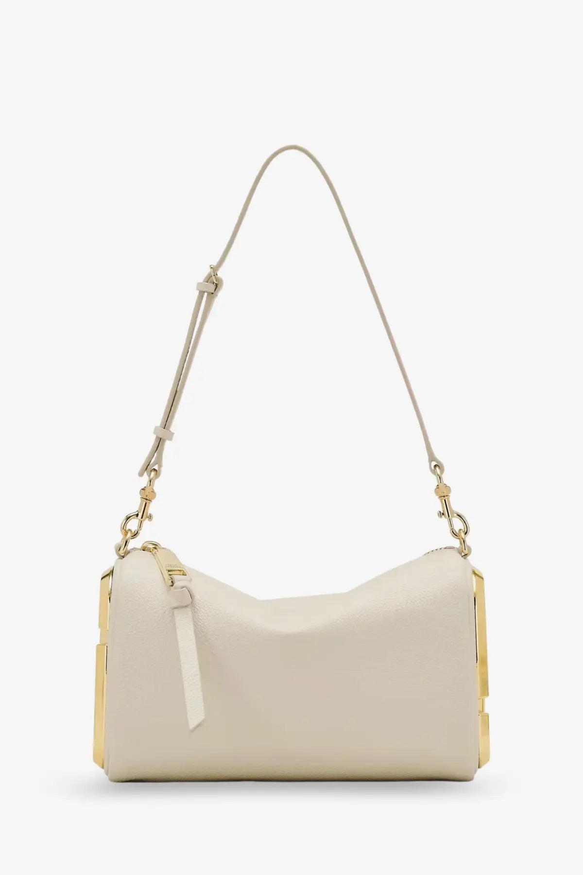 Marc Jacobs women’s snapshot shoulder bag in cream leather with gold-tone metal accents and adjustable strap