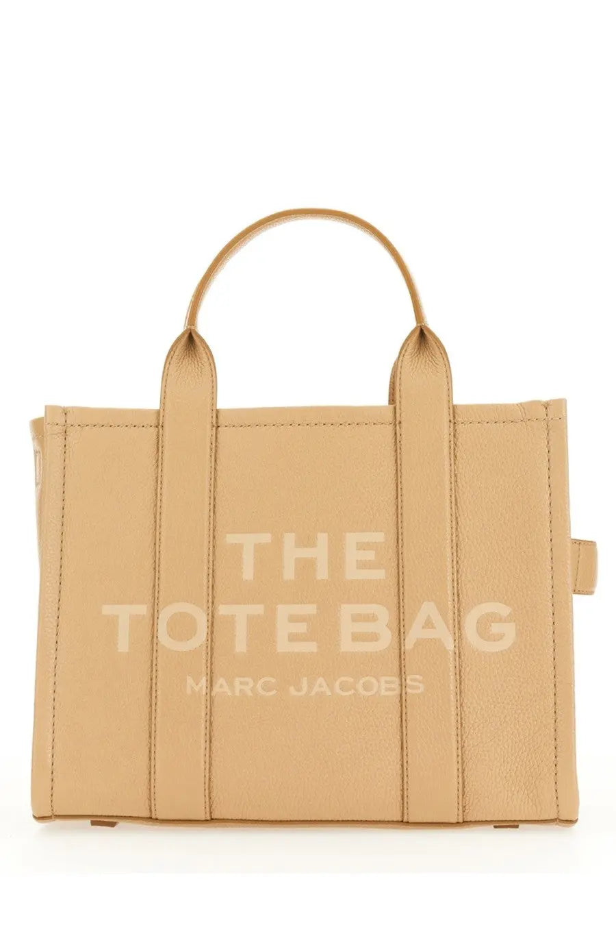 Beige leather marc jacobs women’s the tote medium bag with embossed the tote bag marc jacobs logo