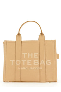 Beige leather marc jacobs women’s the tote medium bag with embossed the tote bag marc jacobs logo