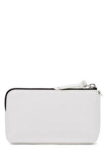 Marc Jacobs women’s wrist clutch white leather zippered wallet with black trim and silver toned hardware