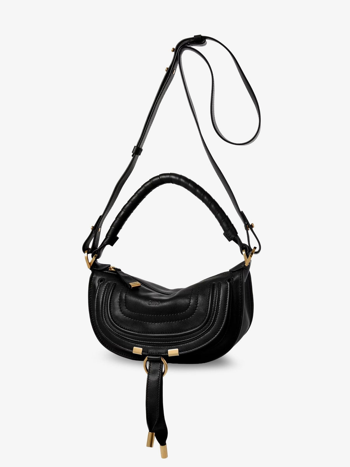 Chloé Women's Marcie Mini Leather Crossbody Bag Black, view 3
