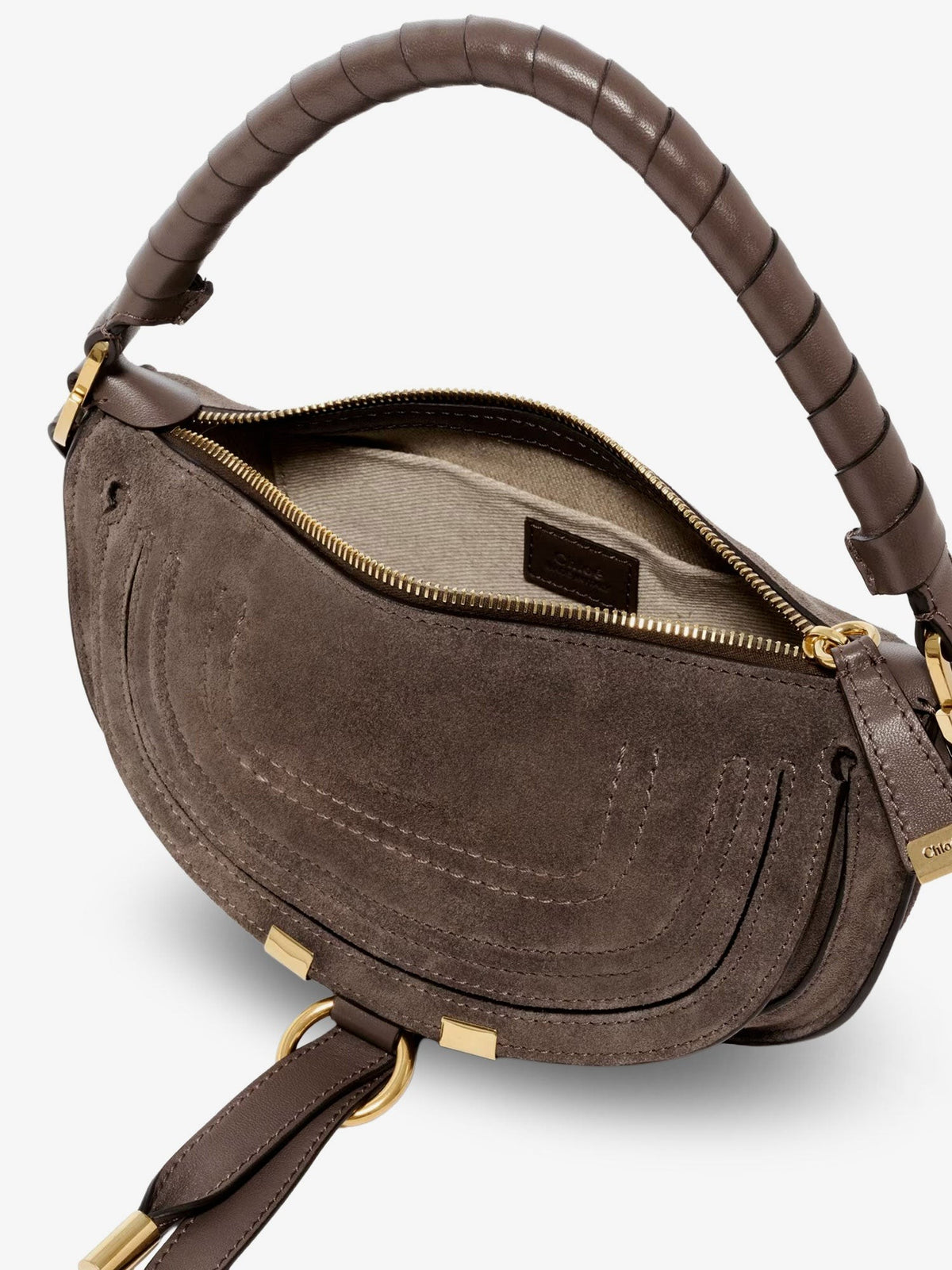 Chloé Women's Marcie Suede Shoulder Bag Grey, view 4
