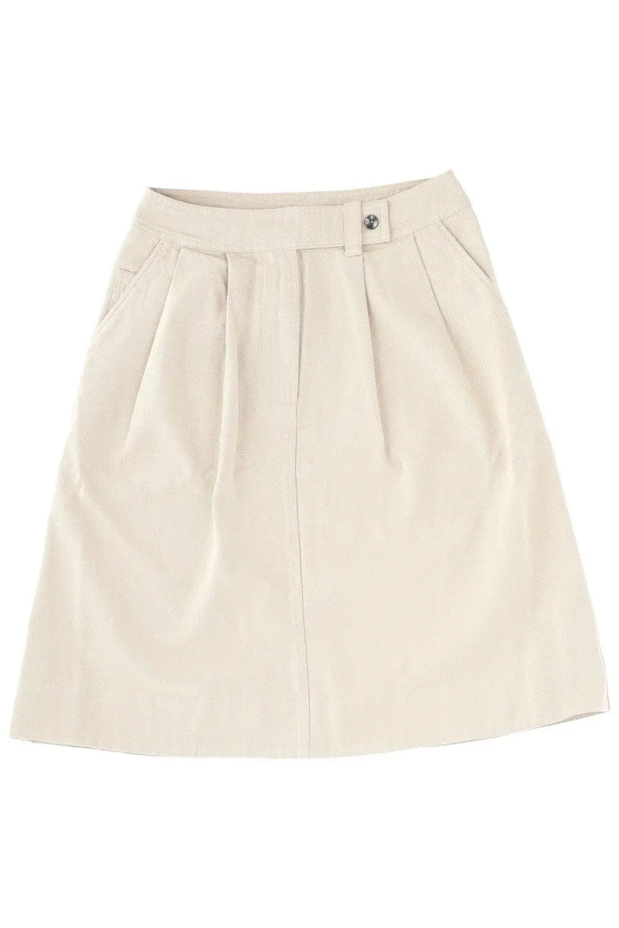 Beige pleated midi skirt with button closure at waist from Margaret Howell womens mhl white collection