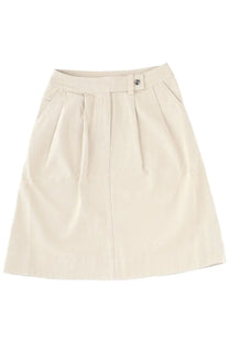 Beige pleated midi skirt with button closure at waist from Margaret Howell womens mhl white collection