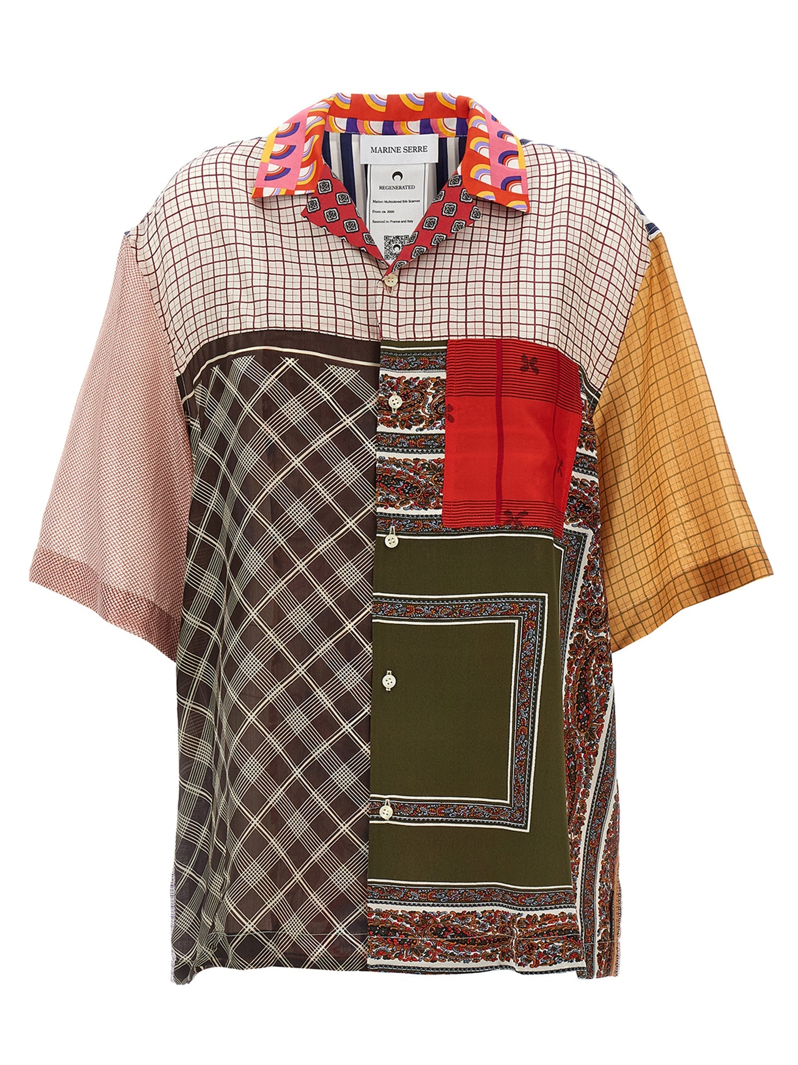 MARINE SERRE - MARINE SERRE - ’Regenerated Silk Scarves Bowling’ shirt - Women’s Tops