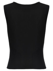 MARINE SERRE - MARINE SERRE - ’Moon Jewelry Knit Open Neck’ top - Women’s Tops