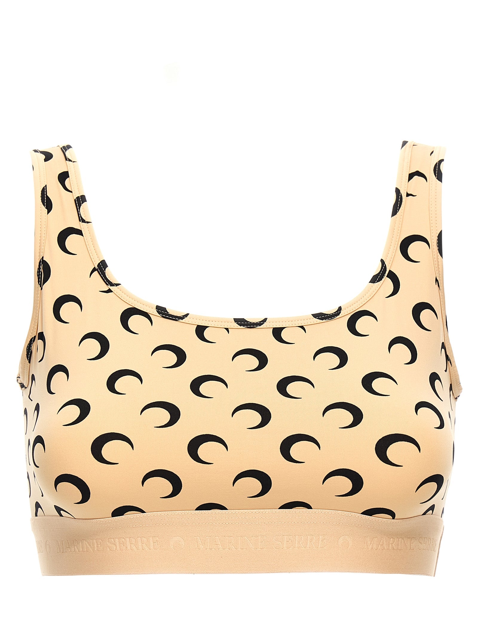 MARINE SERRE - MARINE SERRE - ’Moon Printed Jersey’ cropped top - Woman,Clothing,Tops,Sport Bras