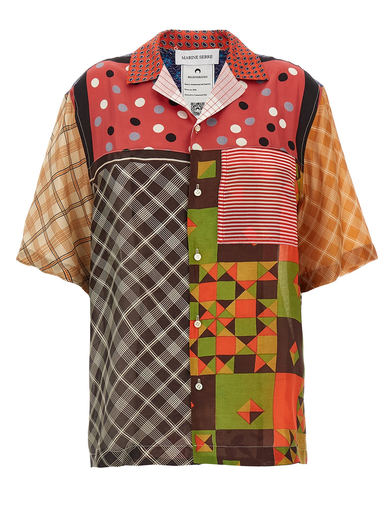 MARINE SERRE - MARINE SERRE - ’Regenerated Silk Scarves Bowling’ shirt - Women’s Tops