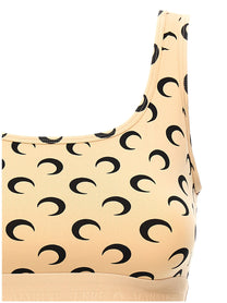 MARINE SERRE - MARINE SERRE - ’Moon Printed Jersey’ cropped top - Woman,Clothing,Tops,Sport Bras