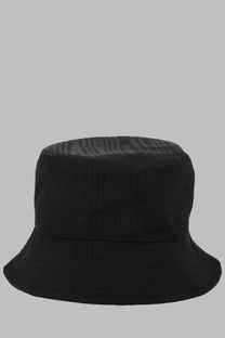 Marine Serre men’s cappello bucket hat in moire black with a subtle textured pattern on the crown