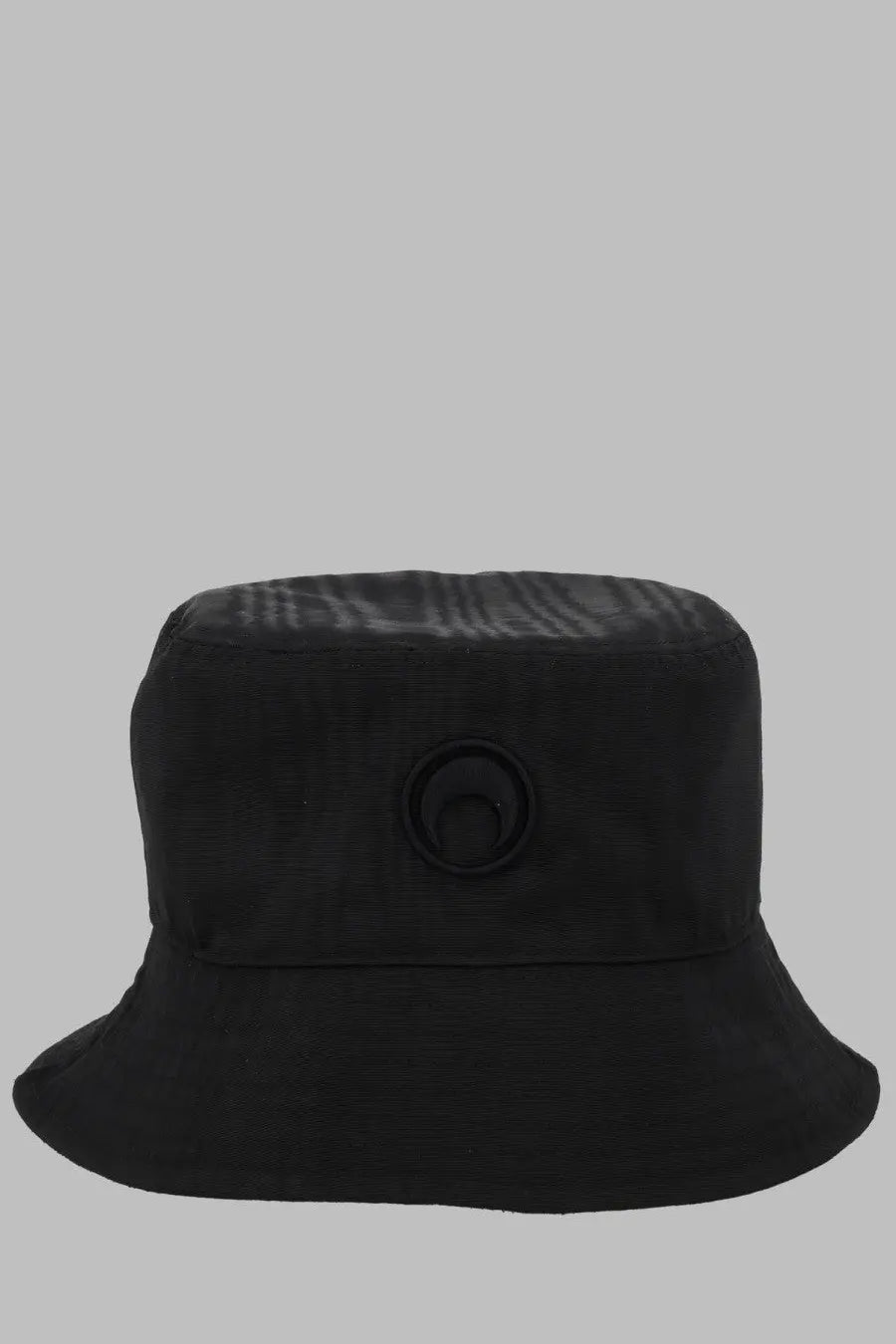 Marine serre men’s cappello bucket black bucket hat with subtle textured crown and circular logo patch at front