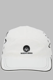 White marine serre men’s cappello da baseball con white cap with black embroidered logo and abstract wave patterns